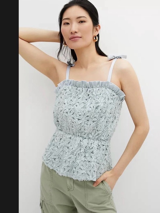 Sunday in Brooklyn Tops - Anthropologie Sunday in Brooklyn Blue Smocked Textured Peplum Tank Size M NWT